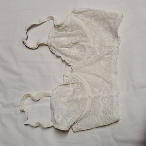 Warm White Longline Lace Bra